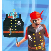 Brain Giggles Pirate Costume For Kids With Black Coat, Red Cap And Black Eye Patch For Halloween, Cosplay And Fancy Dress For 3-8 Years, Black