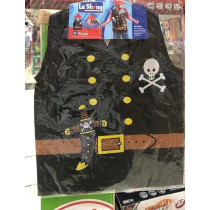 Brain Giggles Pirate Costume For Kids With Black Coat, Red Cap And Black Eye Patch For Halloween, Cosplay And Fancy Dress For 3-8 Years, Black