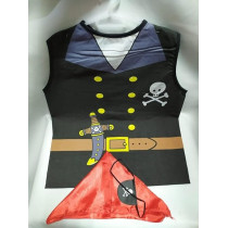 Brain Giggles Pirate Costume For Kids With Black Coat, Red Cap And Black Eye Patch For Halloween, Cosplay And Fancy Dress For 3-8 Years, Black