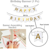 Brain Giggles Happy Birthday Banners With White Confetti Balloons, White, Set Of 9