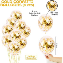 Brain Giggles Happy Birthday Banners With White Confetti Balloons, White, Set Of 9