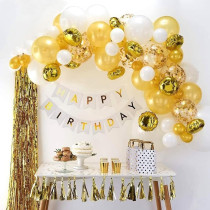 Brain Giggles Happy Birthday Banners With White Confetti Balloons, White, Set Of 9
