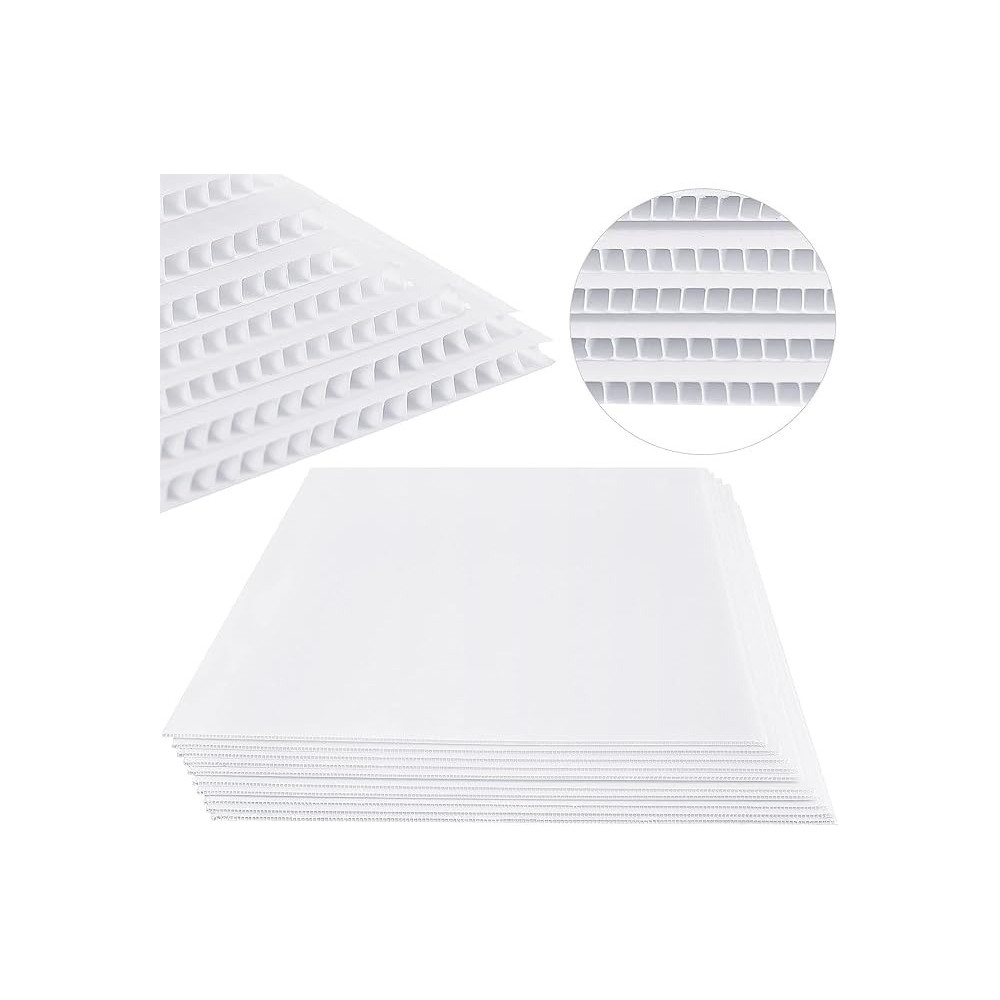 5 Pieces Corrugated Plastic Sheet 5Mm Thick Corrugated Poster Board Blank Plastic Board Sheets Corrugated White Cardboard Corrugated Plastic Sign Board, Art And Craft, Square, 44Cms