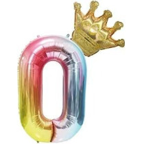 Brain Giggles Multicolour 32 Inch Number Foil Balloon Helium Number For Birthday Anniversary Party Decorations, Number 0