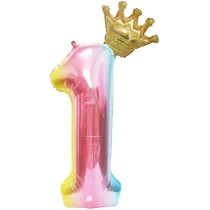 Brain Giggles Multicolour 32 Inch Number Foil Balloon Helium Number For Birthday Anniversary Party Decorations, Number 1