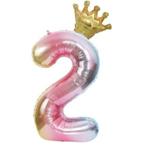 Brain Giggles Multicolour 32 Inch Number Foil Balloon Helium Number For Birthday Anniversary Party Decorations, Number 2