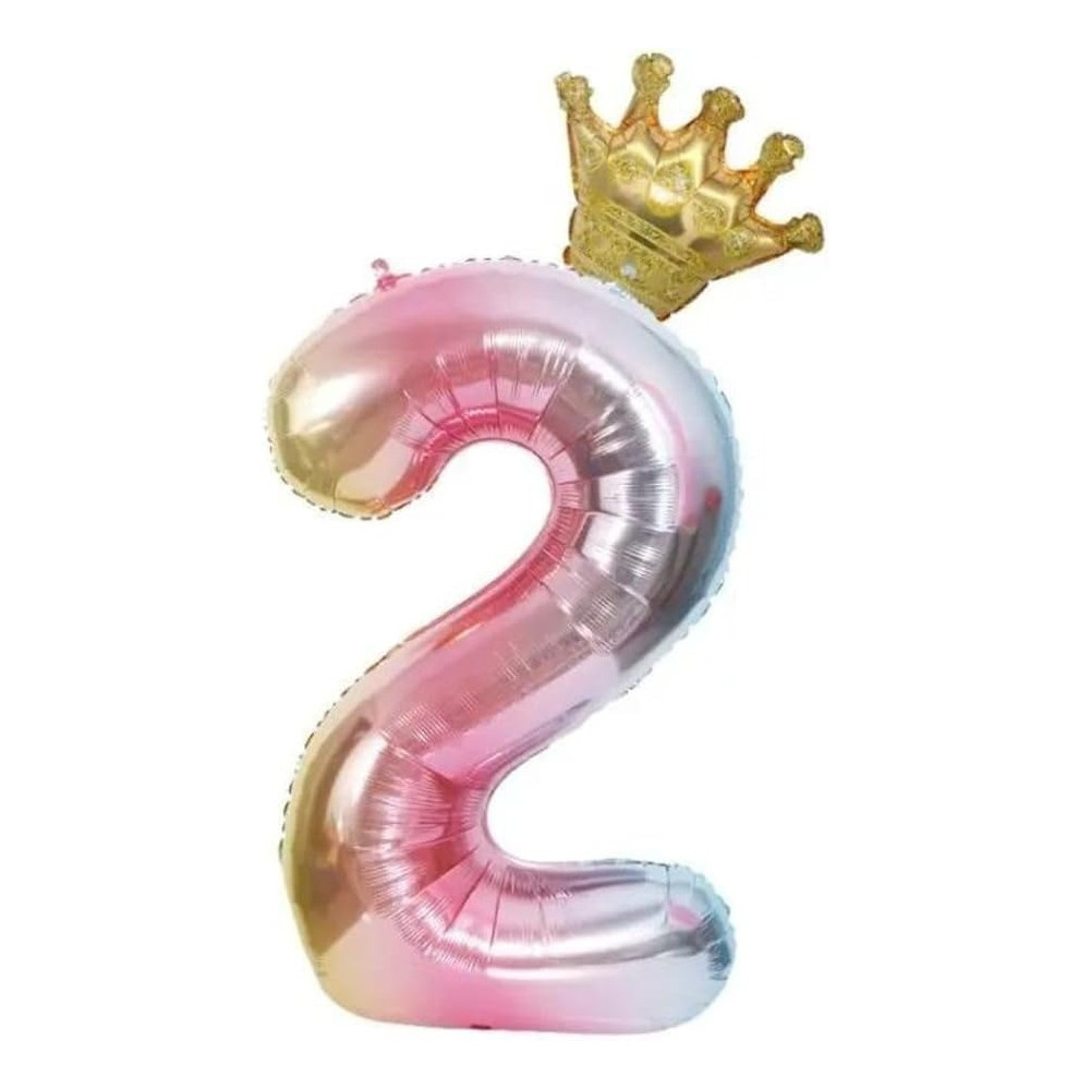 Brain Giggles Multicolour 32 Inch Number Foil Balloon Helium Number For Birthday Anniversary Party Decorations, Number 2