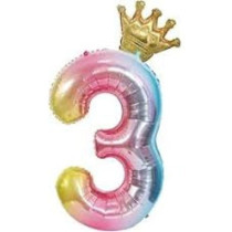 Brain Giggles Multicolour 32 Inch Number Foil Balloon Helium Number For Birthday Anniversary Party Decorations, Number 3