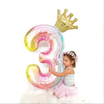 Brain Giggles Multicolour 32 Inch Number Foil Balloon Helium Number For Birthday Anniversary Party Decorations, Number 3