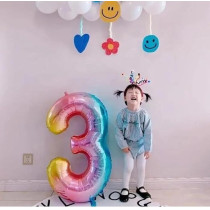Brain Giggles Multicolour 32 Inch Number Foil Balloon Helium Number For Birthday Anniversary Party Decorations, Number 3