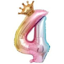 Brain Giggles Multicolour 32 Inch Number Foil Balloon Helium Number For Birthday Anniversary Party Decorations, Number 4