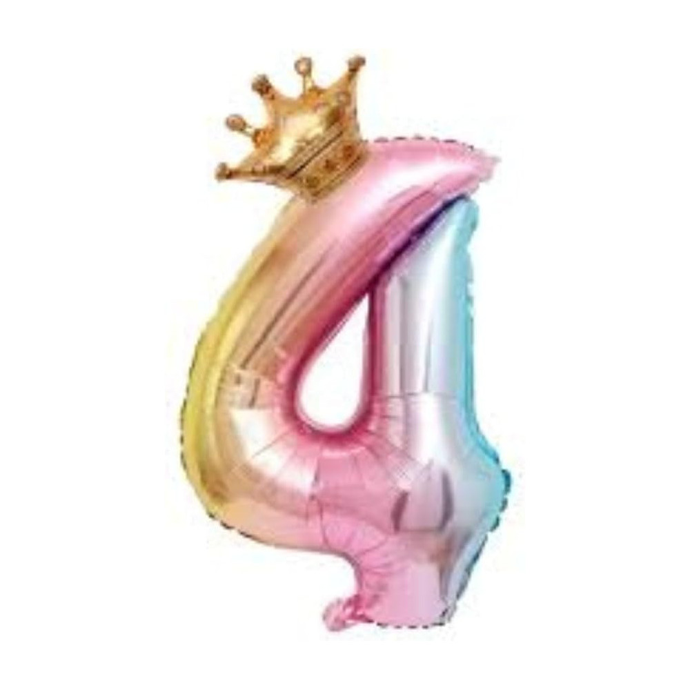 Brain Giggles Multicolour 32 Inch Number Foil Balloon Helium Number For Birthday Anniversary Party Decorations, Number 4