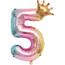 Brain Giggles Multicolour 32 Inch Number Foil Balloon Helium Number For Birthday Anniversary Party Decorations, Number 5