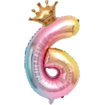 Brain Giggles Multicolour 32 Inch Number Foil Balloon Helium Number For Birthday Anniversary Party Decorations, Number 6