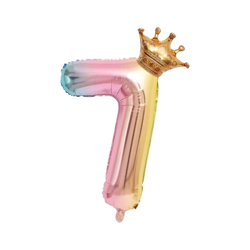 Brain Giggles Multicolour 32 Inch Number Foil Balloon Helium Number For Birthday Anniversary Party Decorations, Number 7
