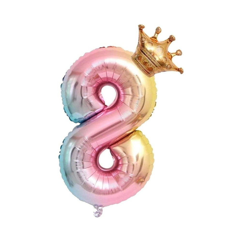 Brain Giggles Multicolour 32 Inch Number Foil Balloon Helium Number For Birthday Anniversary Party Decorations, Number 8