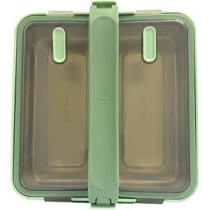 Brain Giggles 2 Compartments Stainless Steel Lunch Box With Removable Inner Tray, Bpa Free, Leak Proof Bento Lunch Box For Kids Adults, Airtight Food Container With Handle, Green