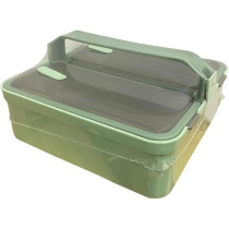 Brain Giggles 2 Compartments Stainless Steel Lunch Box With Removable Inner Tray, Bpa Free, Leak Proof Bento Lunch Box For Kids Adults, Airtight Food Container With Handle, Green