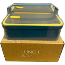 Brain Giggles 2 Compartments Stainless Steel Lunch Box With Removable Inner Tray, Bpa Free, Leak Proof Bento Lunch Box For Kids Adults, Airtight Food Container With Handle, Blue