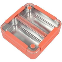 Brain Giggles 2 Compartments Stainless Steel Lunch Box With Removable Inner Tray, Bpa Free, Leak Proof Bento Lunch Box For Kids Adults, Airtight Food Container With Handle, Orange