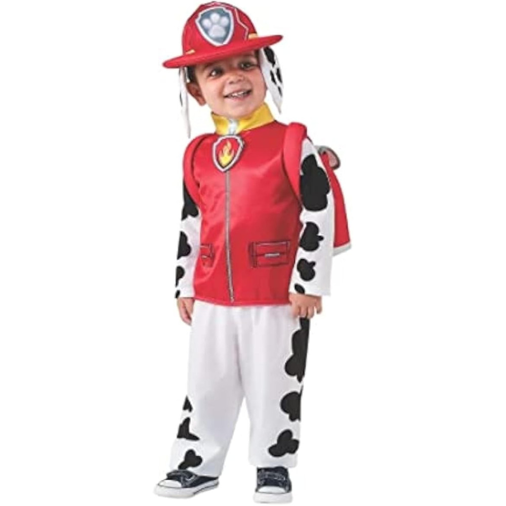 Brain Giggles Patrol Marshall Costume, Complete Pup Suit With Backpack Fire Fighter Costume For Kids For Boys, Medium