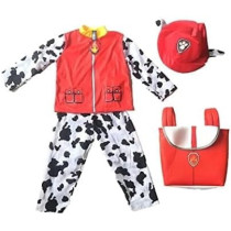 Brain Giggles Patrol Marshall Costume, Complete Pup Suit With Backpack Fire Fighter Costume For Kids For Boys, Medium