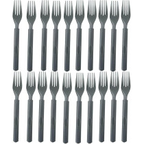 Transparent Grey Disposable Plastic Spoon And Fork Set Thick And Sturdy Plastic Cutlery Includes Free Wet Wipes Ideal For Parties Picnics Daily Use, 20 Pieces