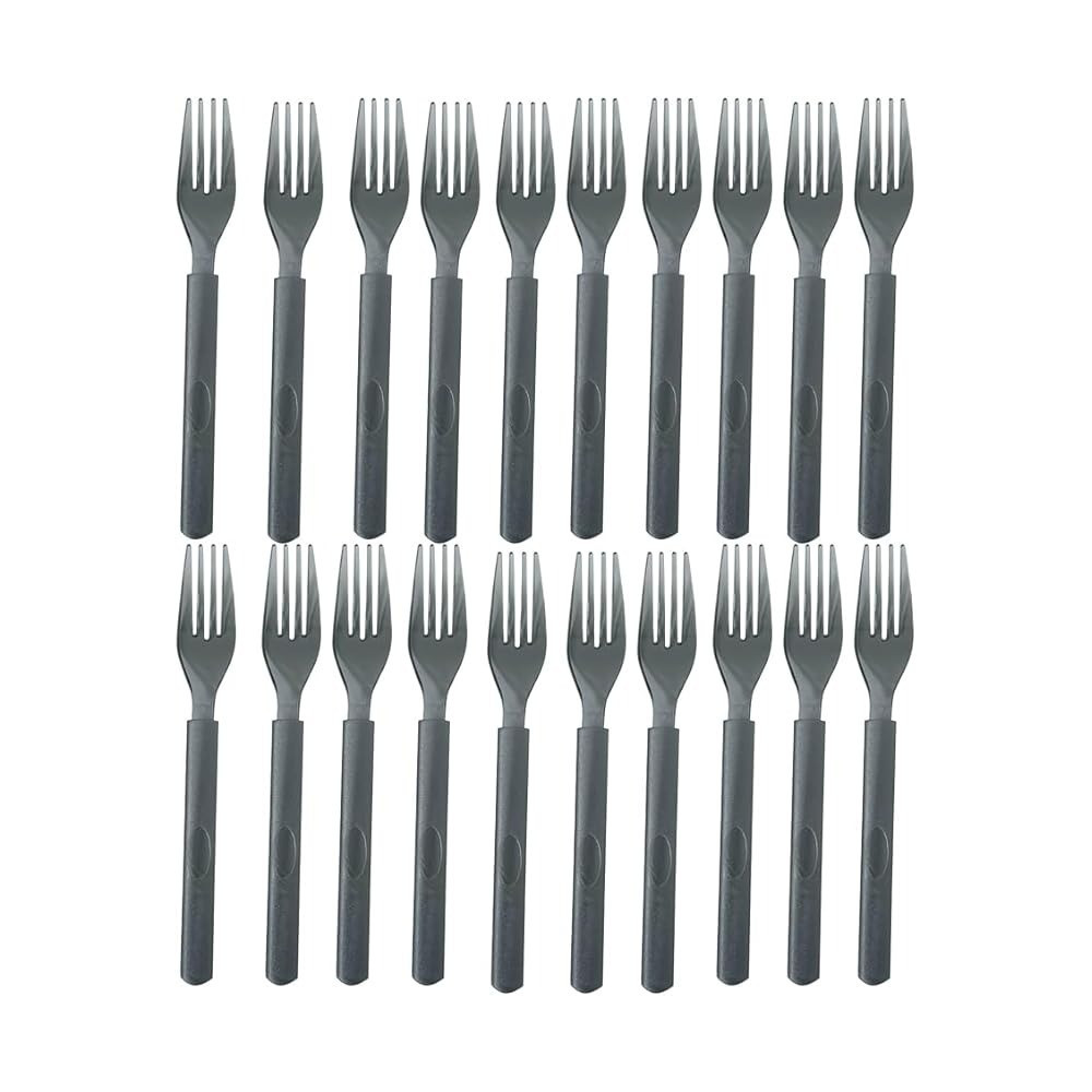 Transparent Grey Disposable Plastic Spoon And Fork Set Thick And Sturdy Plastic Cutlery Includes Free Wet Wipes Ideal For Parties Picnics Daily Use, 20 Pieces