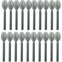 Transparent Grey Disposable Plastic Spoon, Heavy Duty Thick And Sturdy Plastic Cutlery-Includes Free Wet Wipes Ideal For Parties Picnics Daily Use, 20, Grey Spoons