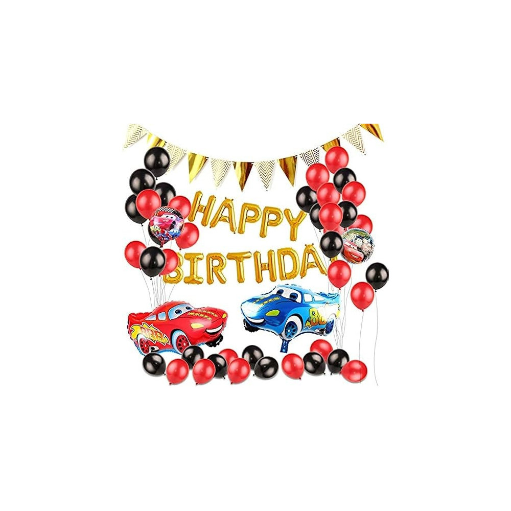 Brain Giggles Mcqueen Car Theme Birthday Decoration Kit, 46 Pieces, Theme Party