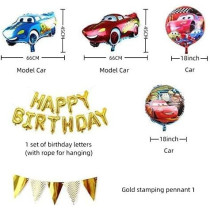 Brain Giggles Mcqueen Car Theme Birthday Decoration Kit, 46 Pieces, Theme Party