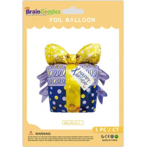 Brain Giggles Happy Birthday Gift Foil Balloon Birthday Party Decorations Perfect For Birthday Parties Home Decorations Celebrations Events, Blue Gift, 68 X 60Cm