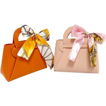 Brain Giggles Leather Gift Bag With Bow For Smart Gift Wrap, Elegant Gift Box For Small Gifts, Party Favors, Return Gifts, Candy Bag For Weddings, Birthdays, Baby Showers, Eid, Christmas Gifts Hand Bag, Pink