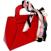 Brain Giggles Leather Gift Bag With Bow For Smart Gift Wrap, Elegant Gift Box For Small Gifts, Party Favors, Return Gifts, Candy Bag For Weddings, Birthdays, Baby Showers, Eid, Christmas Gifts Hand Bag, Red