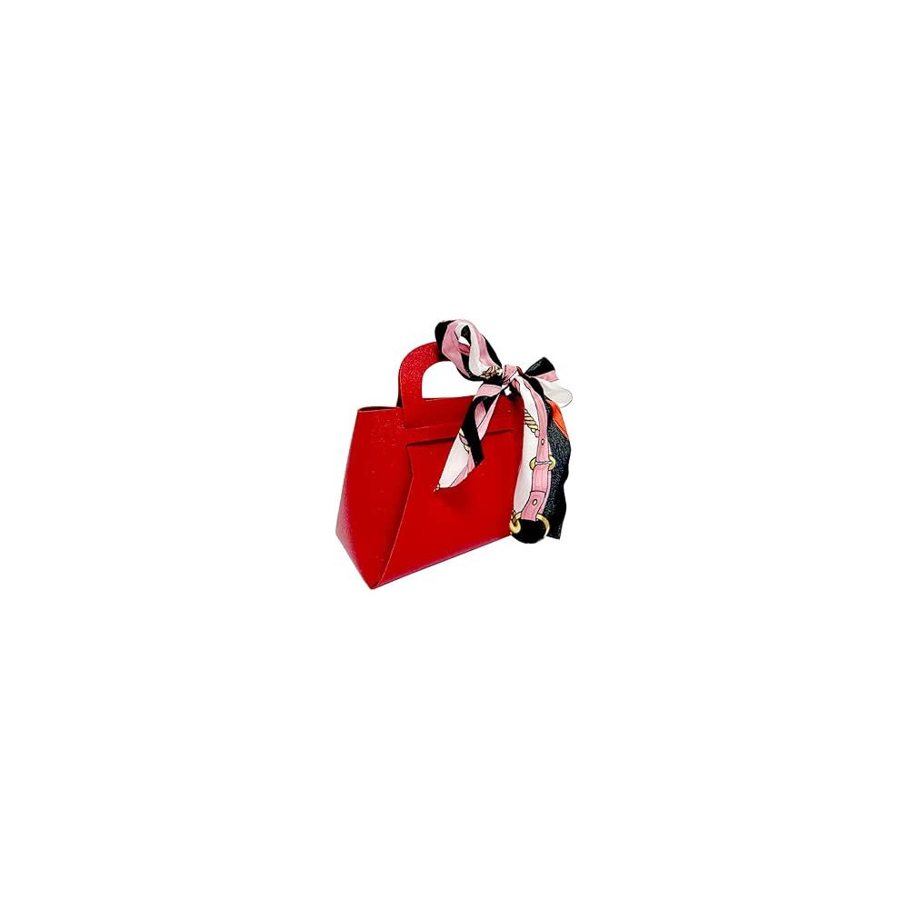 Brain Giggles Leather Gift Bag With Bow For Smart Gift Wrap, Elegant Gift Box For Small Gifts, Party Favors, Return Gifts, Candy Bag For Weddings, Birthdays, Baby Showers, Eid, Christmas Gifts Hand Bag, Red