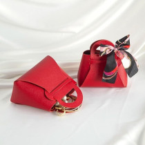 Brain Giggles Leather Gift Bag With Bow For Smart Gift Wrap, Elegant Gift Box For Small Gifts, Party Favors, Return Gifts, Candy Bag For Weddings, Birthdays, Baby Showers, Eid, Christmas Gifts Hand Bag, Red
