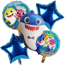 Baby Shark Birthday Decorations With Baby Shark Balloons, 5 Pcs Foil Balloons Set Of Baby Shark Party Supplies For Birthday Party For Boys 1 To 8 Years Old