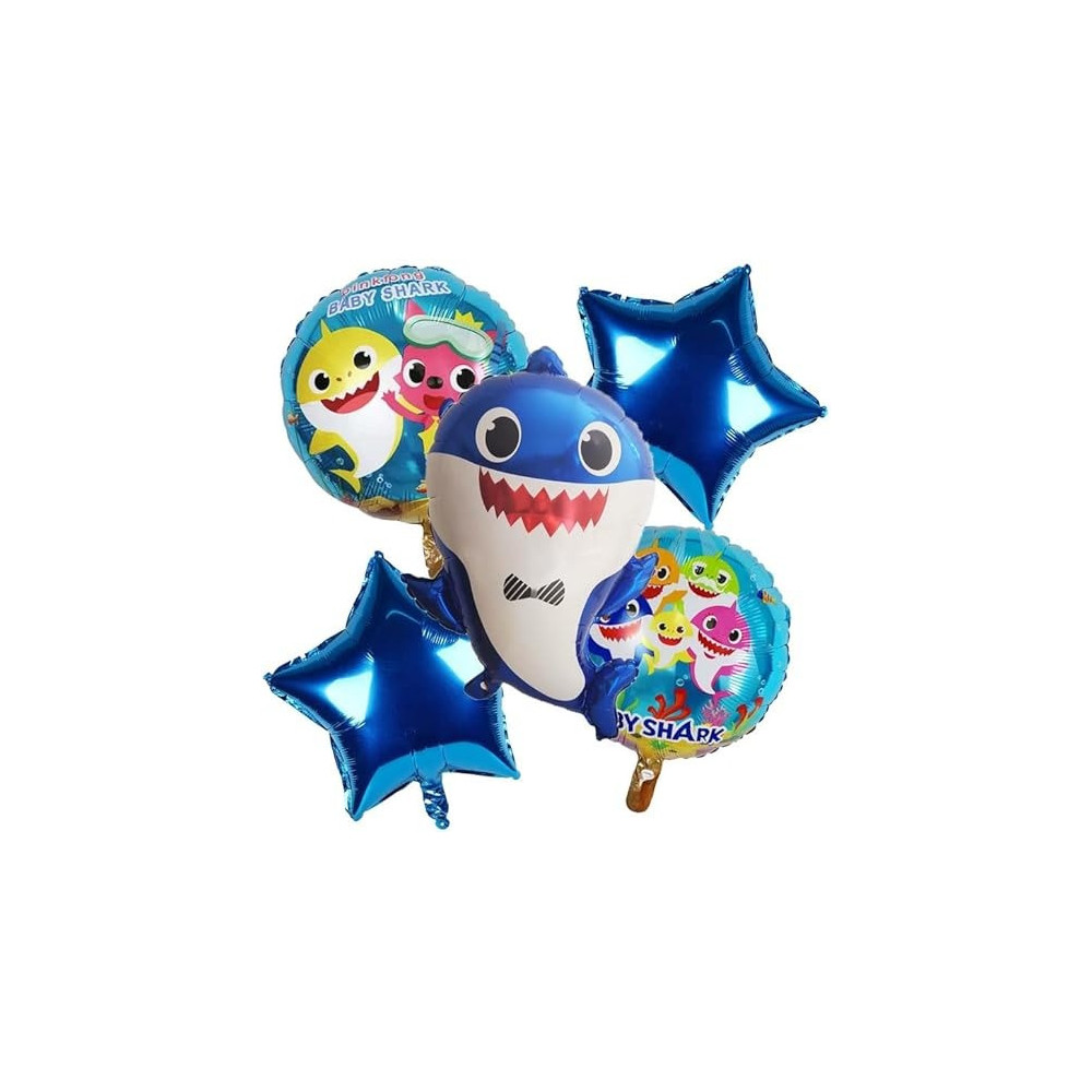 Baby Shark Birthday Decorations With Baby Shark Balloons, 5 Pcs Foil Balloons Set Of Baby Shark Party Supplies For Birthday Party For Boys 1 To 8 Years Old