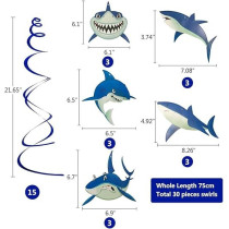 Brain Giggles 30 Pcs Baby Shark Swirls For Birthday Party Decoration For Boys