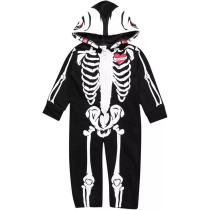Brain Giggles Hooded Skeleton Romper For Infants, Perfect First Halloween Outfit, Soft And Warm Long Sleeve Jumpsuit, Costume For Boys And Girls, Small
