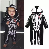 Brain Giggles Hooded Skeleton Romper For Infants, Perfect First Halloween Outfit, Soft And Warm Long Sleeve Jumpsuit, Costume For Boys And Girls, Small