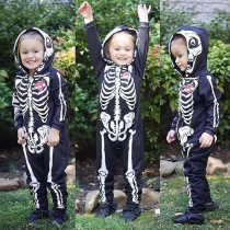 Brain Giggles Hooded Skeleton Romper For Infants, Perfect First Halloween Outfit, Soft And Warm Long Sleeve Jumpsuit, Costume For Boys And Girls, Small