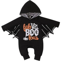 Brain Giggles First Halloween Bat Romper Jumpsuit For Toddlers, Hooded Onesie With Wings And Ears, Newborn Outfit For Baby Boys And Girls For 12 To 24 Months