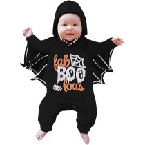 Brain Giggles First Halloween Bat Romper Jumpsuit For Toddlers, Hooded Onesie With Wings And Ears, Newborn Outfit For Baby Boys And Girls For 6 To 12 Months