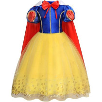 Brain Giggles Princess Snow White Costume With Cape Girls Dress For Halloween, Cosplay And Parties, Medium