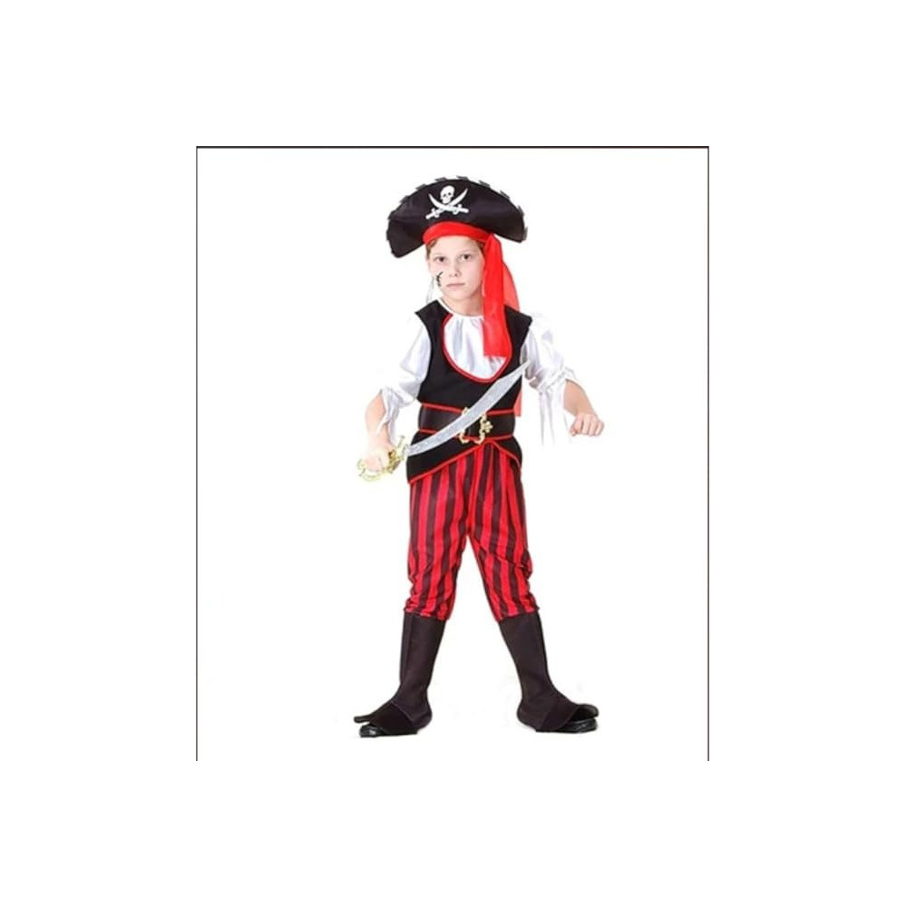 Brain Giggles Kids Pirate Costume Dress With Hat Perfect For Halloween, Cosplay, Fancy Dress Both For Boys, Medium