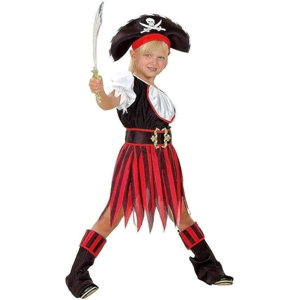 Brain Giggles Kids Pirate Costume Dress With Hat Perfect For Halloween, Cosplay, Fancy Dress Both For Girls, Medium