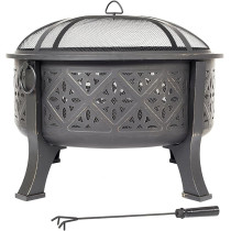 La Hacienda Beautiful Metal Alloy Steel Moresque Fire Grill