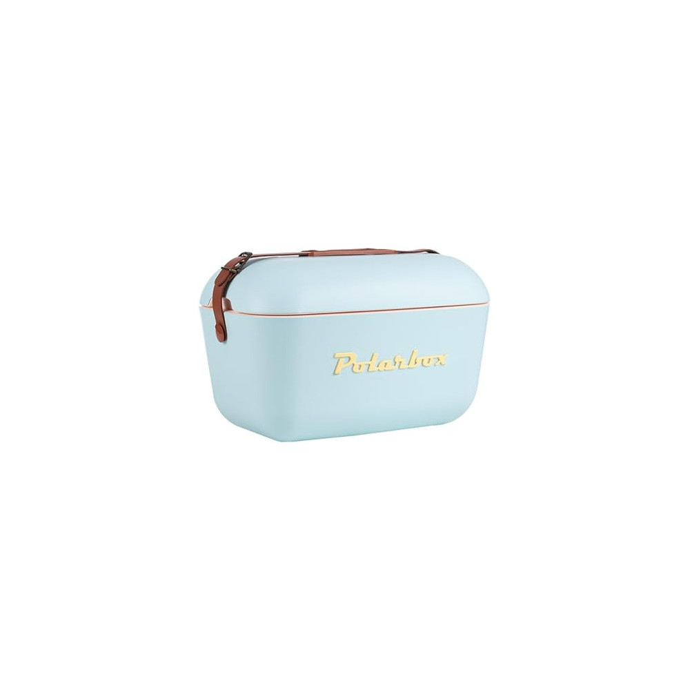 Polarbox 12L Classic Cooler Box Stylish Design With Adjustable Leather Strap And Superior Insulation for Outdoor Adventures And Parties, Sky Blue