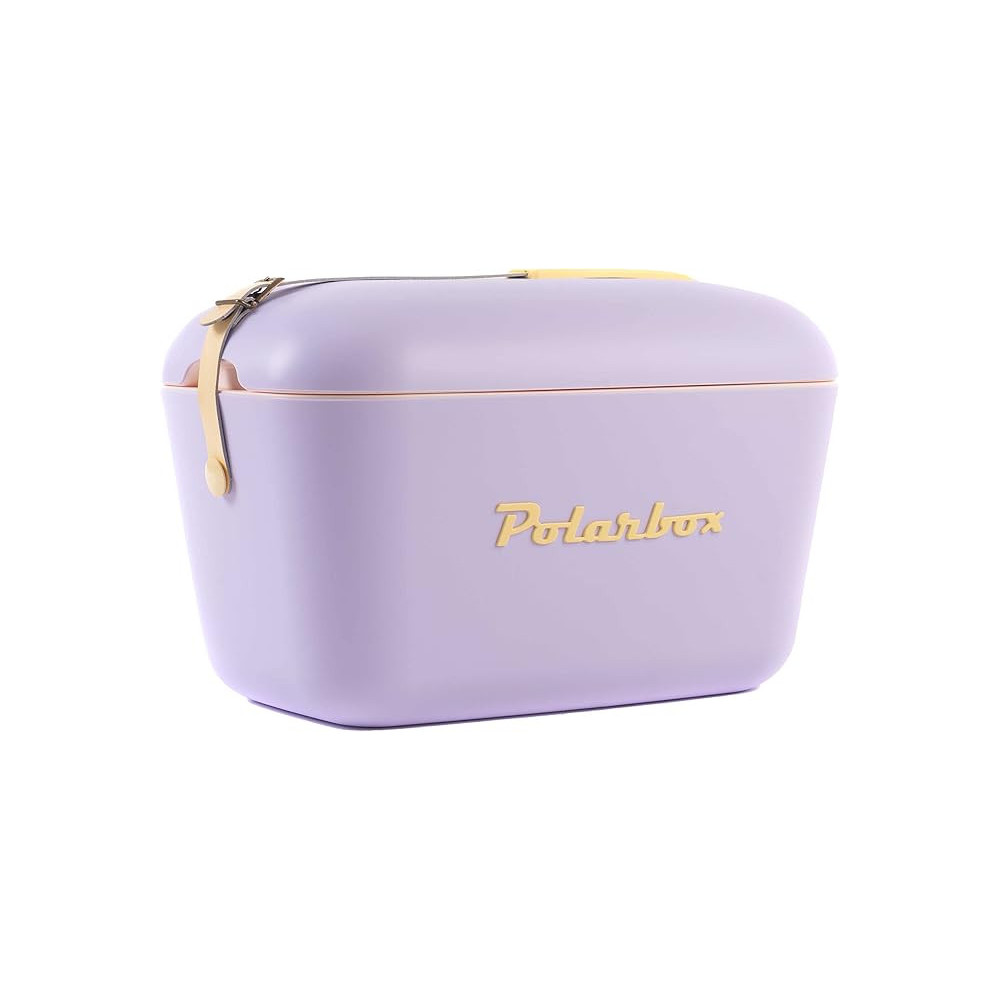 Polarbox 12 Liter Pop Cooler Box Stylish And Durable with Leather Handle, Superior Insulation, and Convertible Lid for Ultimate Outdoor Chill Retention, Lilac/Yellow
